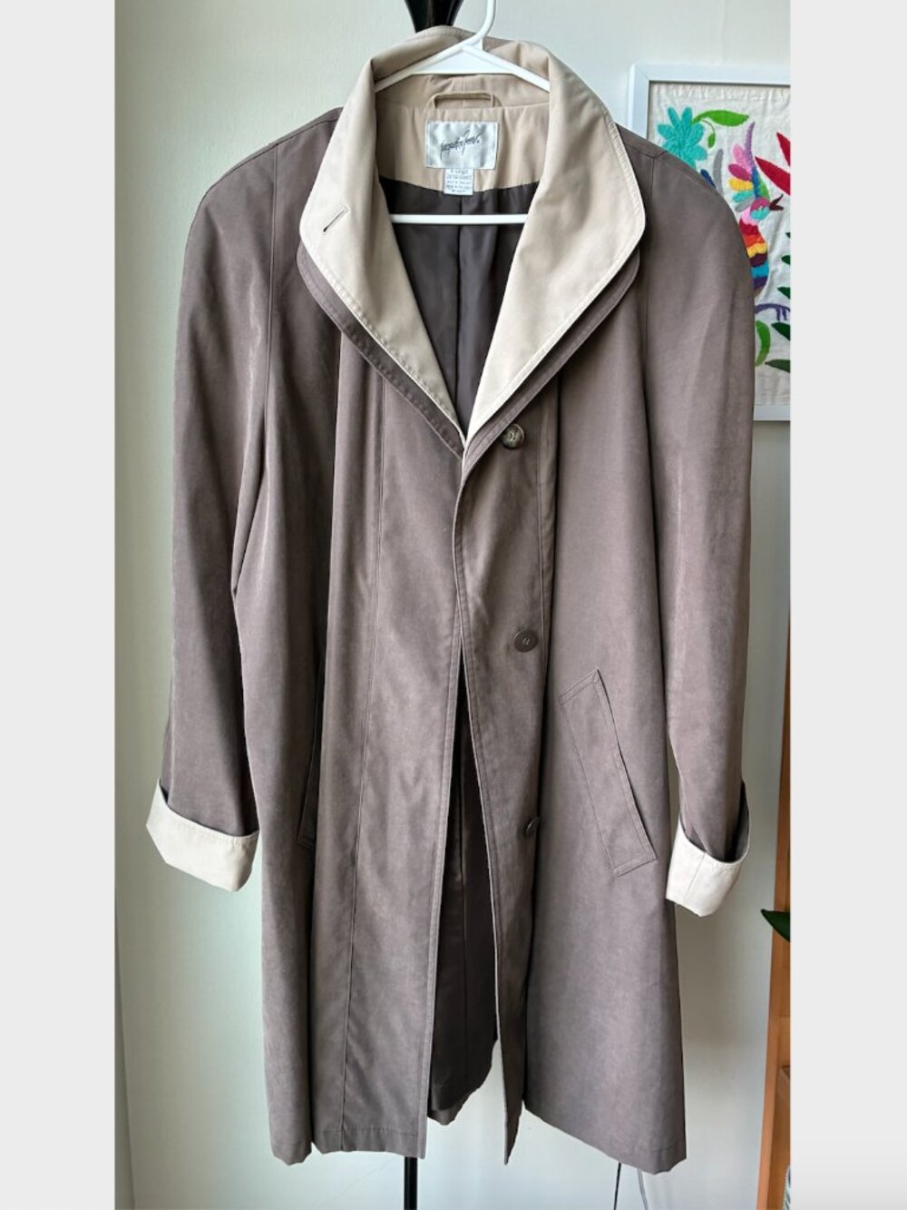 Jacqueline Ferrar Vintage Two Tone Brown and Tan Trench Coat - Size XL